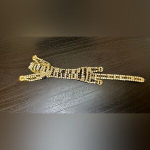 Gold and Black Rhinestone Tiger Brooch
